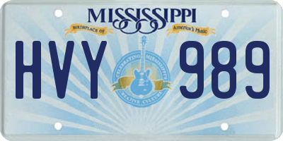 MS license plate HVY989