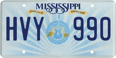 MS license plate HVY990