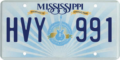 MS license plate HVY991