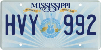 MS license plate HVY992
