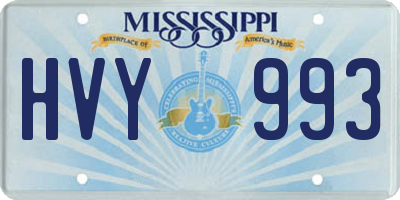 MS license plate HVY993
