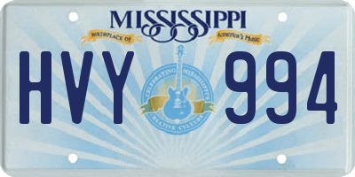 MS license plate HVY994