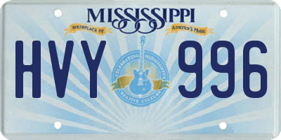 MS license plate HVY996