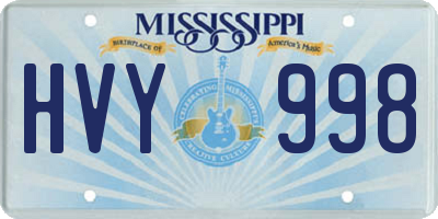 MS license plate HVY998