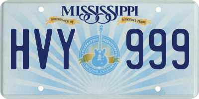 MS license plate HVY999