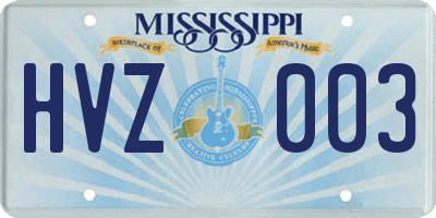 MS license plate HVZ003