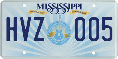 MS license plate HVZ005