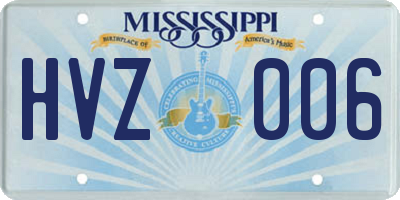 MS license plate HVZ006