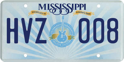MS license plate HVZ008