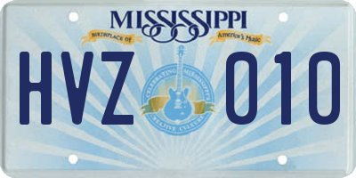 MS license plate HVZ010