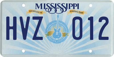 MS license plate HVZ012