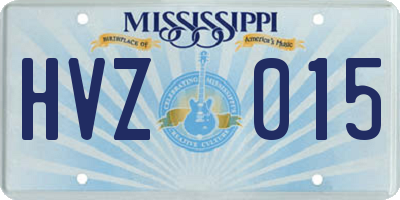 MS license plate HVZ015