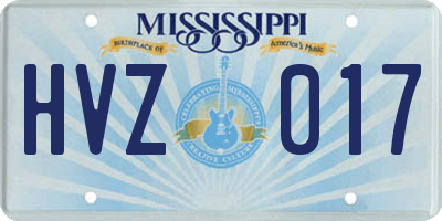 MS license plate HVZ017