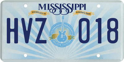 MS license plate HVZ018