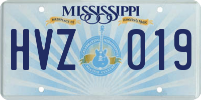 MS license plate HVZ019