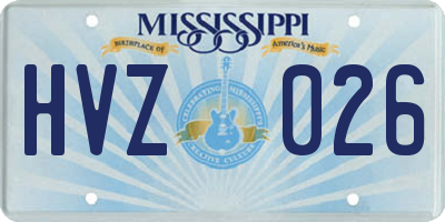 MS license plate HVZ026