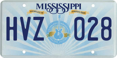 MS license plate HVZ028