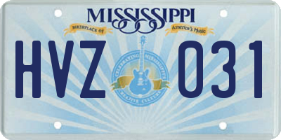 MS license plate HVZ031