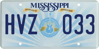 MS license plate HVZ033