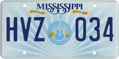 MS license plate HVZ034