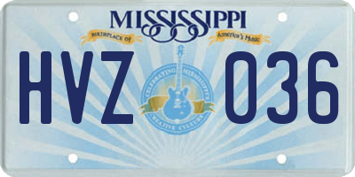 MS license plate HVZ036