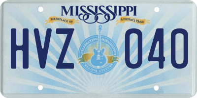MS license plate HVZ040