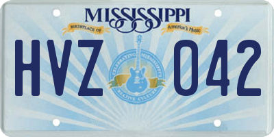 MS license plate HVZ042