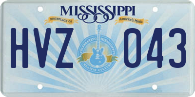 MS license plate HVZ043