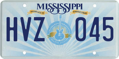 MS license plate HVZ045