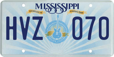 MS license plate HVZ070