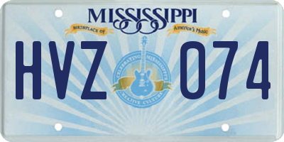 MS license plate HVZ074