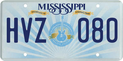 MS license plate HVZ080
