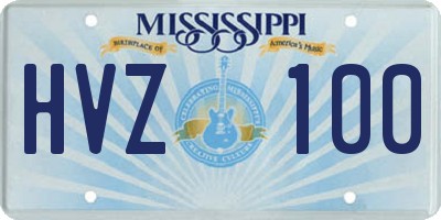 MS license plate HVZ100