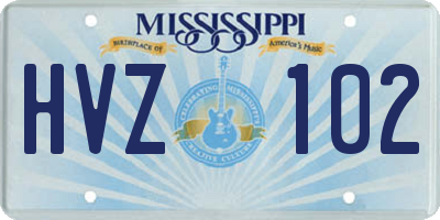 MS license plate HVZ102