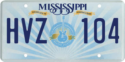 MS license plate HVZ104
