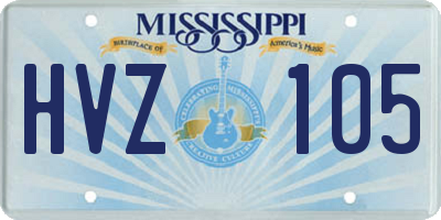 MS license plate HVZ105