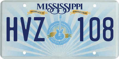 MS license plate HVZ108