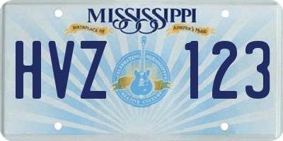 MS license plate HVZ123