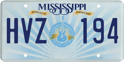 MS license plate HVZ194