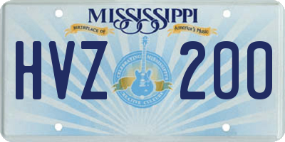 MS license plate HVZ200