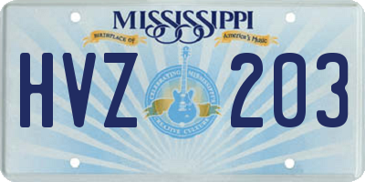 MS license plate HVZ203
