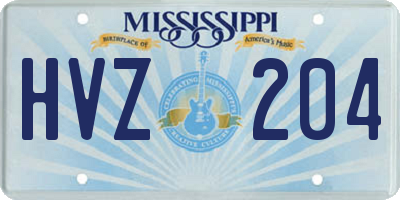 MS license plate HVZ204