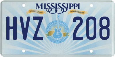 MS license plate HVZ208