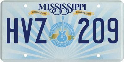 MS license plate HVZ209