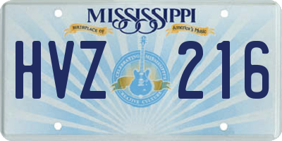 MS license plate HVZ216