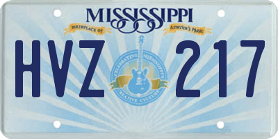 MS license plate HVZ217