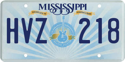 MS license plate HVZ218