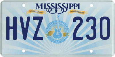 MS license plate HVZ230