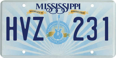 MS license plate HVZ231