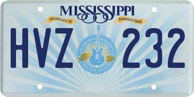 MS license plate HVZ232